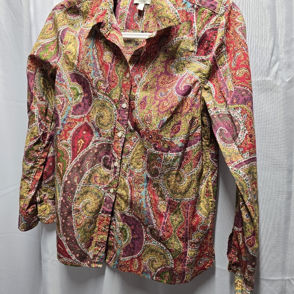 Womens (Sp) Talbots Multicolor Paisley Button Down Shirt..(089)